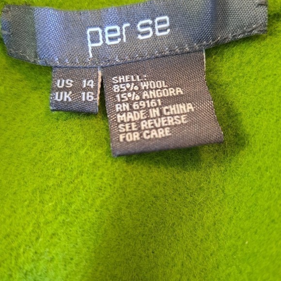 Per se lime green wool  jacket /scarf Large - Picture 6 of 6